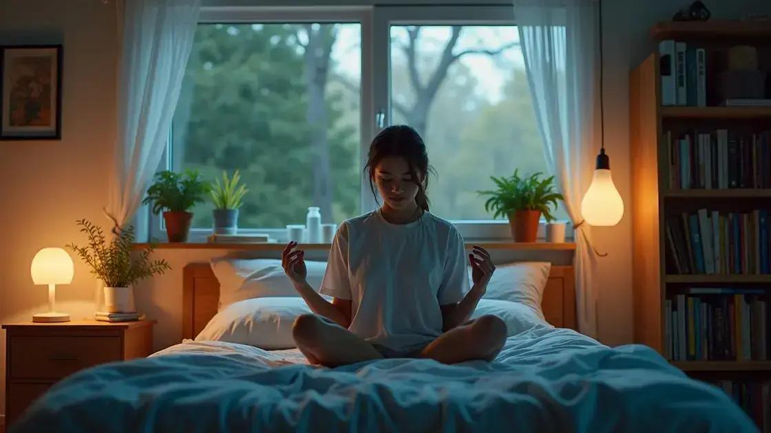 1) Entendendo a Insônia nas Vésperas de Provas: Por Que o Sono Fica Prejudicado? 2) Rotinas Relaxantes para a Mente: Como Práticas de Meditação e Respiração Podem Ajudar a Dormir Melhor 3) Ambiente Adequado para o Sono: A Importância do Quarto Organizado e Iluminação para um Descanso Eficaz 4) Alimentação e Bebidas que Ajudam na Qualidade do Sono: O Que Evitar e O Que Consumir Antes de Dormir