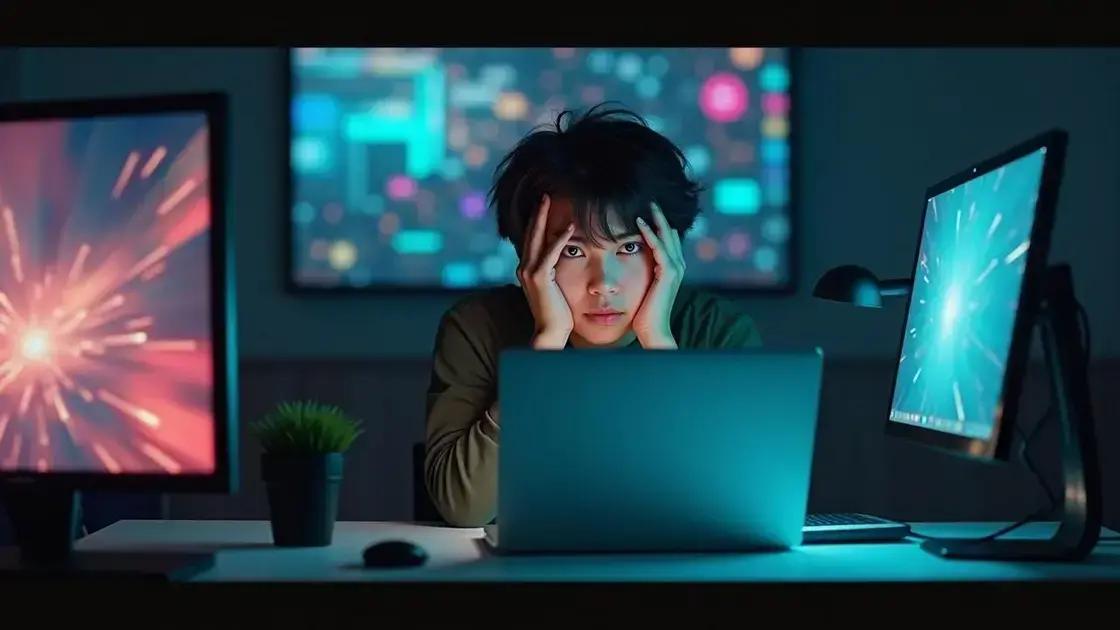 1. "O Que é Estresse Digital e Por Que Ele Afeta o Seu Humor?" 2. "Como as Luzes Azul e o Excesso de Tempo de Tela Interferem no Sono e no Bem-Estar" 3. "Consequências Emocionais e Comportamentais do Uso Excessivo de Telas" 4. "Estratégias Práticas para Reduzir o Estresse Digital e Melhorar Seu Humor"